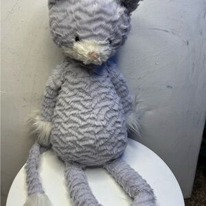 Jellycat Furry Gray and White Cat Toy